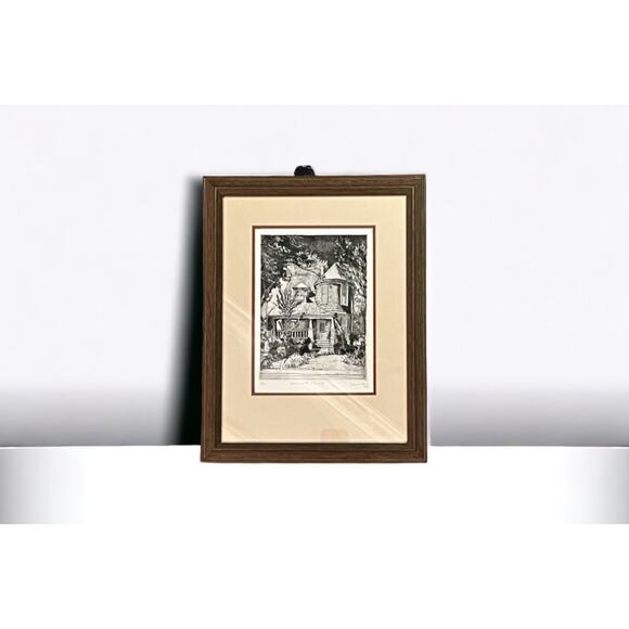 Frank Stack Etching "House With a Turret"-Signed-Numbered-Framed-Print-Fine Art - Picture 7 of 11